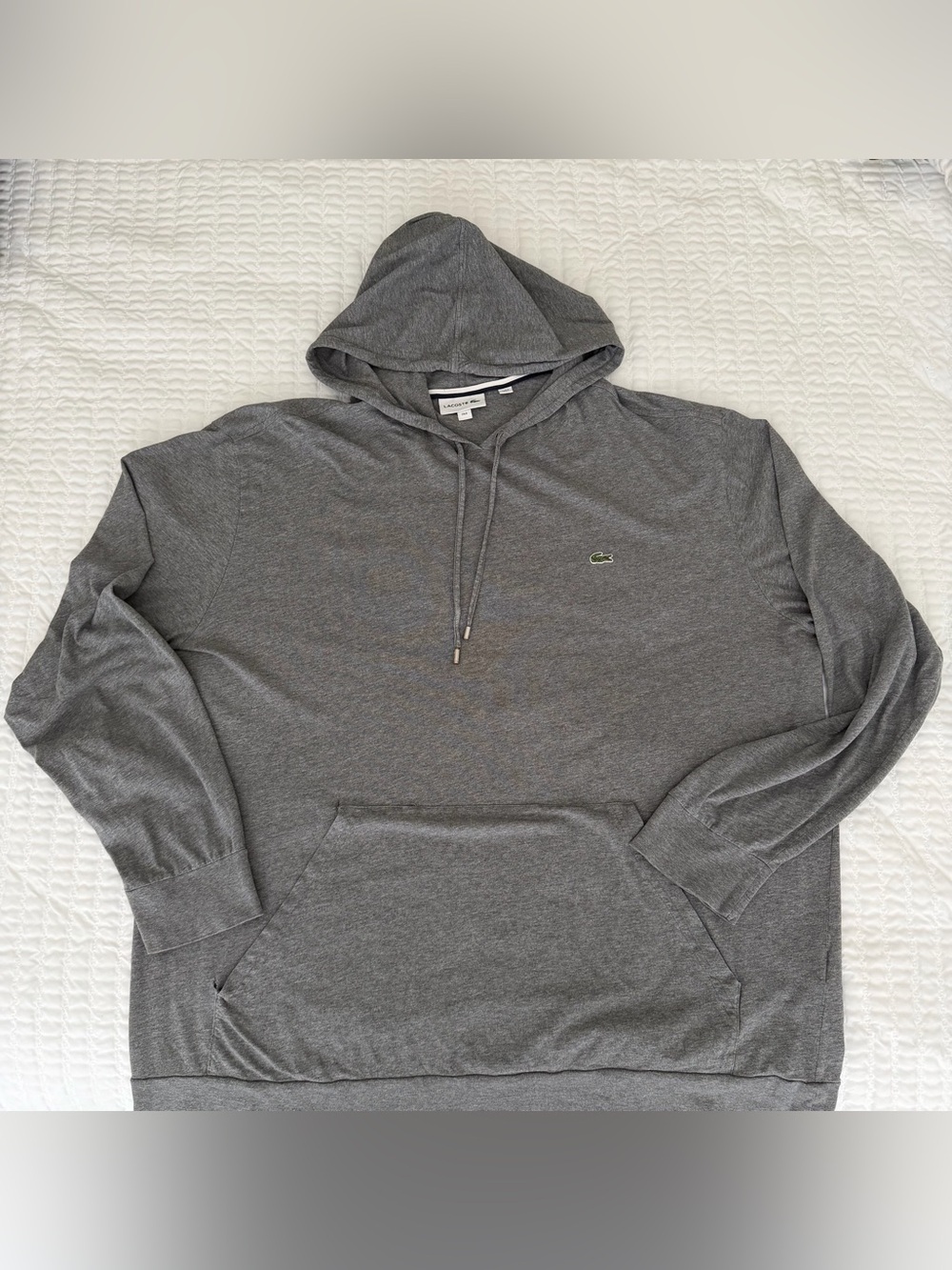 Lacoste Men's Heather Gray Lightweight Hoodie Sz 2XLB